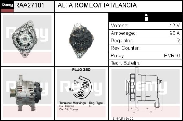 DELCO REMY Ģenerators RAA27101